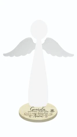 ENFEITE DE MESA ANJO ME GUARDE...BRANCO 22X11
