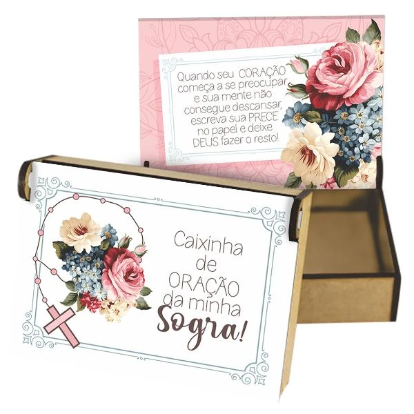 CAIXA PARA ORAÇÃO ARTICULADA CAIXINHA DE ORAÇÃO SOGRA...ROSÊ 7,5X10,5X3,5