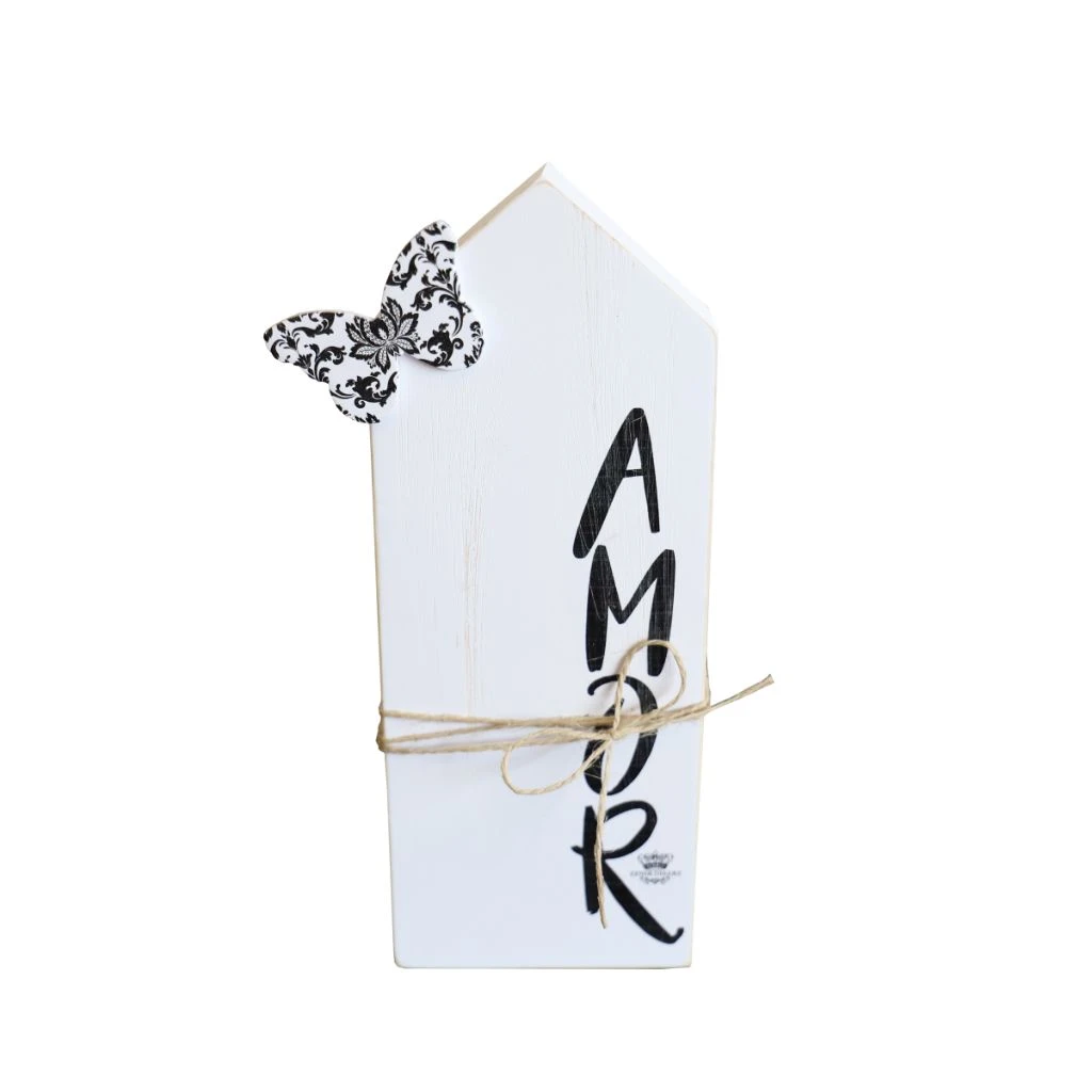 PLACA DE MESA CASINHA AMOR 24X9X3