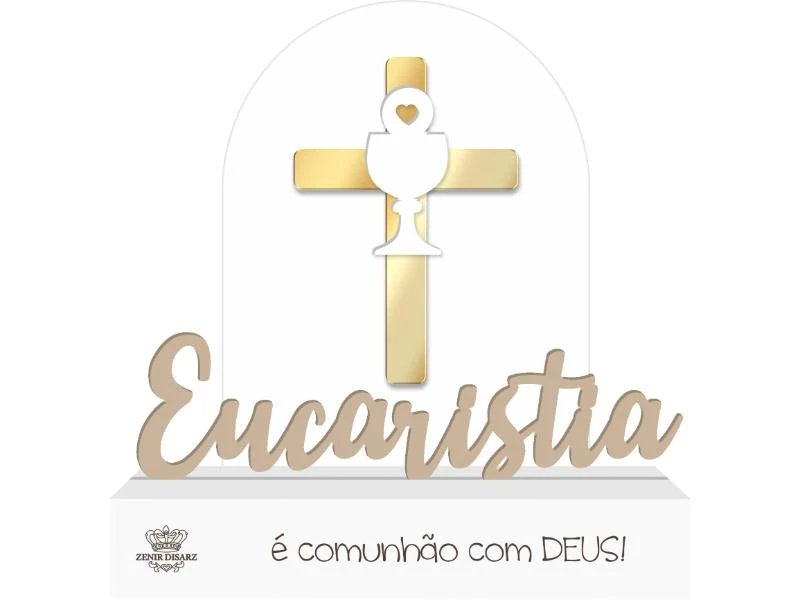 ENFEITE DE MESA COM APLIQUE EUCARISTIA 14,5X14X3,5