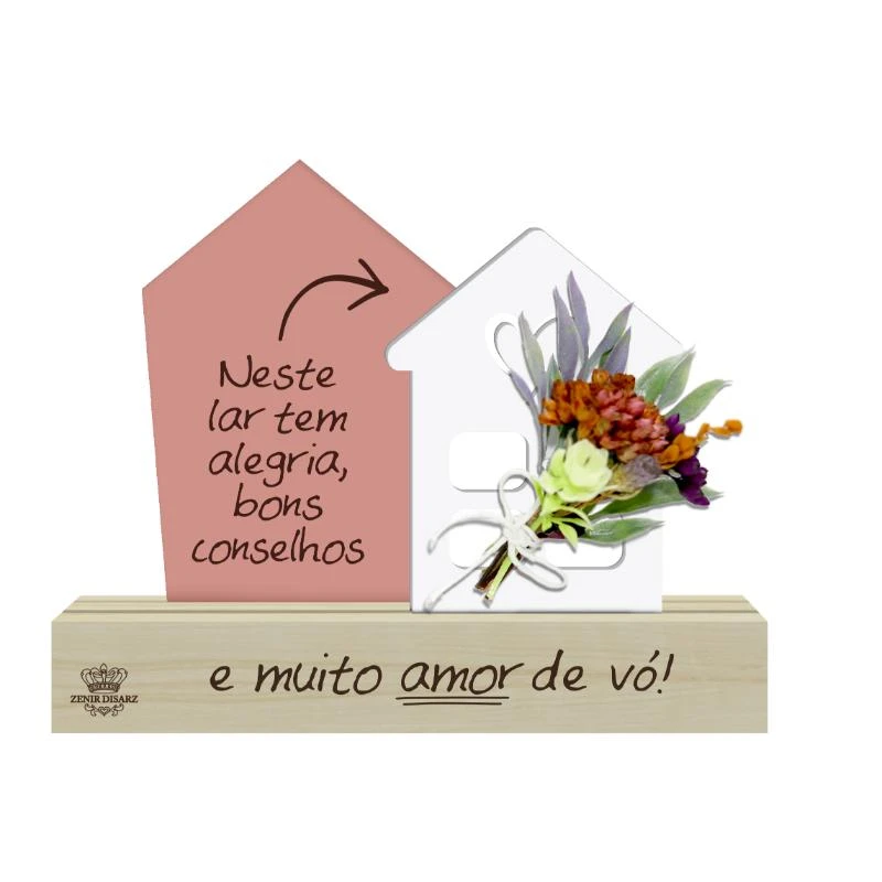 ENFEITE DE MESA COM APLIQUE NESTE LAR...VÓ...FLORESCER 13X16X4,5