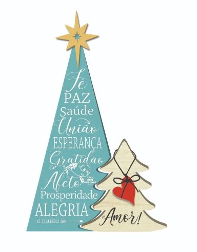 PLACA DE MESA PINHEIROS FÉ, PAZ, SÁUDE, AMOR... 24X16
