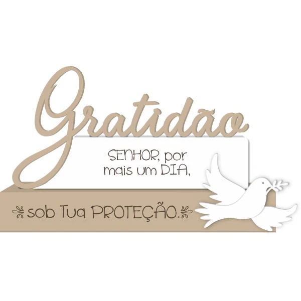 ENFEITE DE MESA FRASES COM PALAVRA GRATIDÃO 13X20X4,5