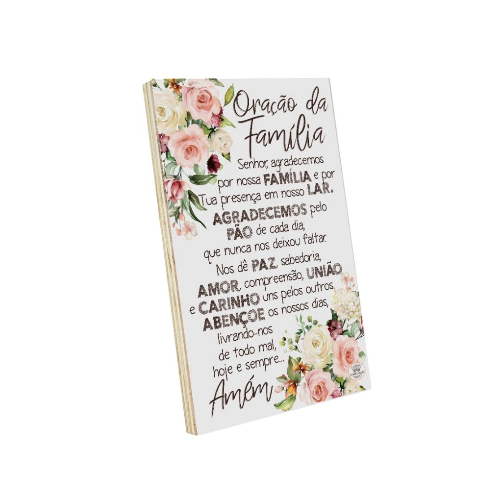 PLACA DE MESA DECOUPADA ORAÇÃO DA FAMÍLIA 23X15