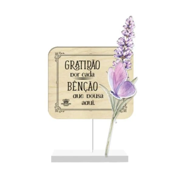 MADEIRINHA RECADO GRATIDÃO POR CADA BÊNÇÃO 19X12