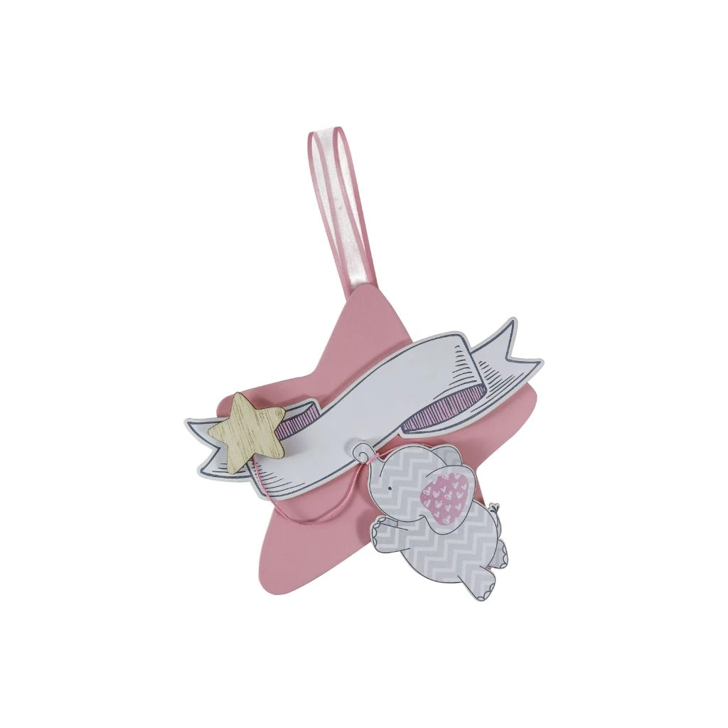 MÓBILE DE PAREDE PARA NOME ELEFANTE ROSA 17X18