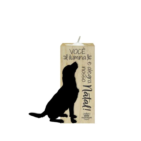 PLACA DE MESA COM VELA VOCÊ ILUMINA...CACHORRO 12X8X5