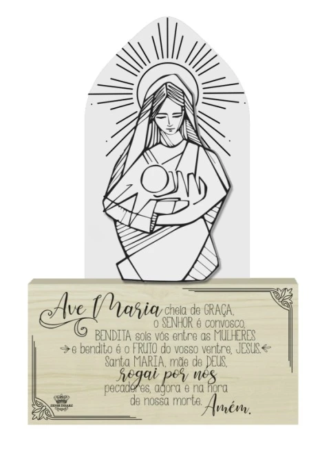 PLACA DE MESA COM ACRILICO AVE MARIA... 26,5X19