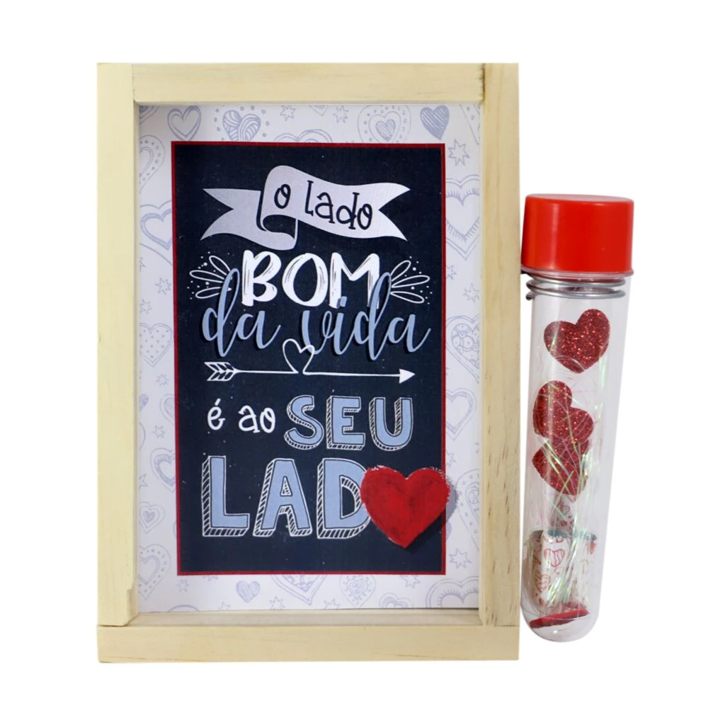 PORTA-RETRATO COM MENSAGEM E TUBETE 16X15