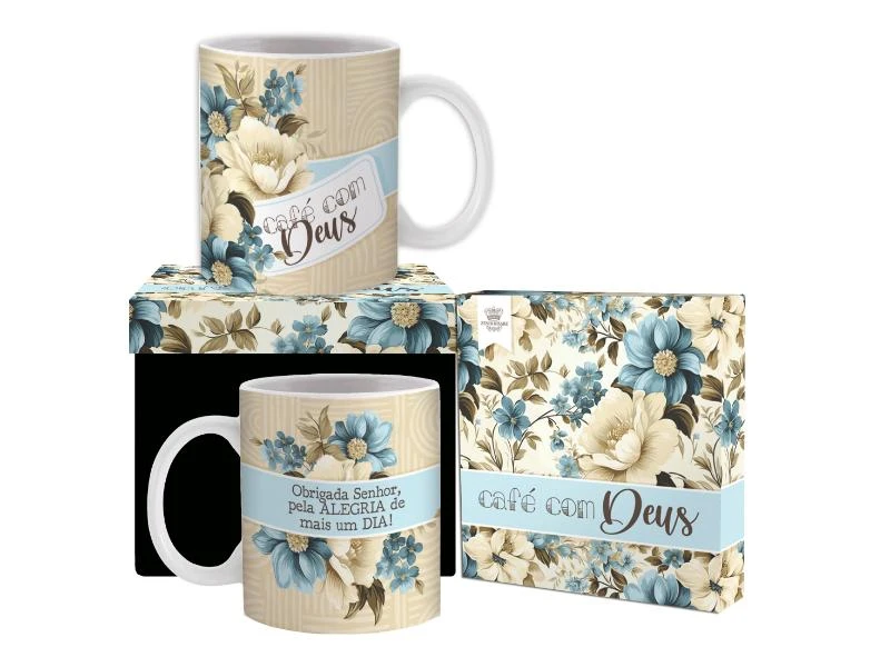 CANECA CERÂMICA CAFÉ COM DEUS 