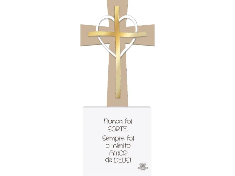 PLACA DE MESA COM APLIQUE E CRUZ NUNCA FOI SORTE...25X10