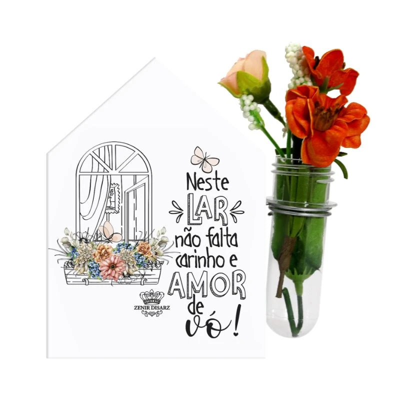 PLACA DE MESA CASINHA COM TUBETE VÓ...CELEBRAÇÃO 15X12