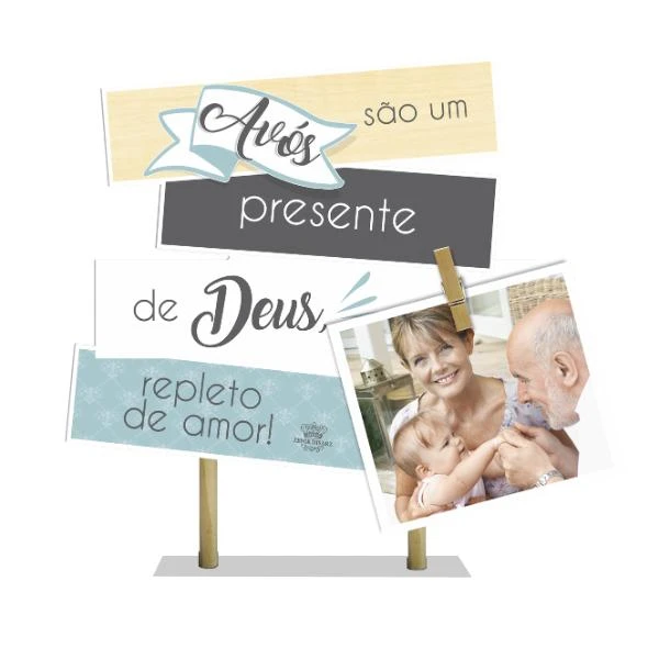 ENFEITE DE MESA COM PLAQUINHAS AVÓS SÃO UM PRESENTE DE DEUS ... 22X20