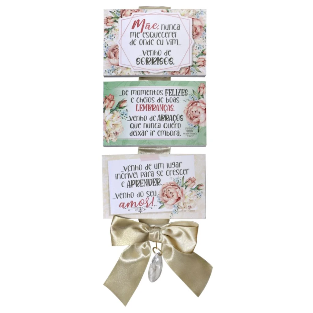 MÓBILE COM LAÇO MÃE, NUNCA ME ESQUECEREI...FLORAL SALMÃO 30X12