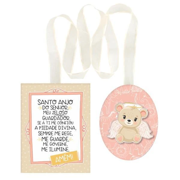 ESCAPULÁRIO DE PORTA BABY URSO ROSA 18X14