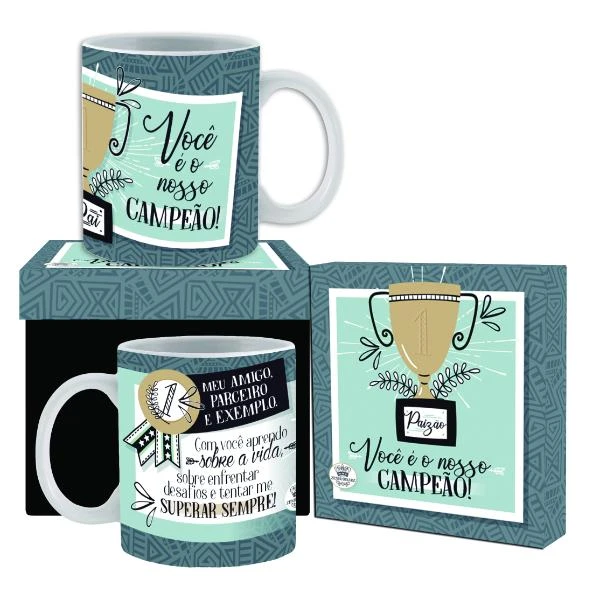 CANECA CERÂMICA PAI VOCÊ É NOSSO CAMPEÃO...