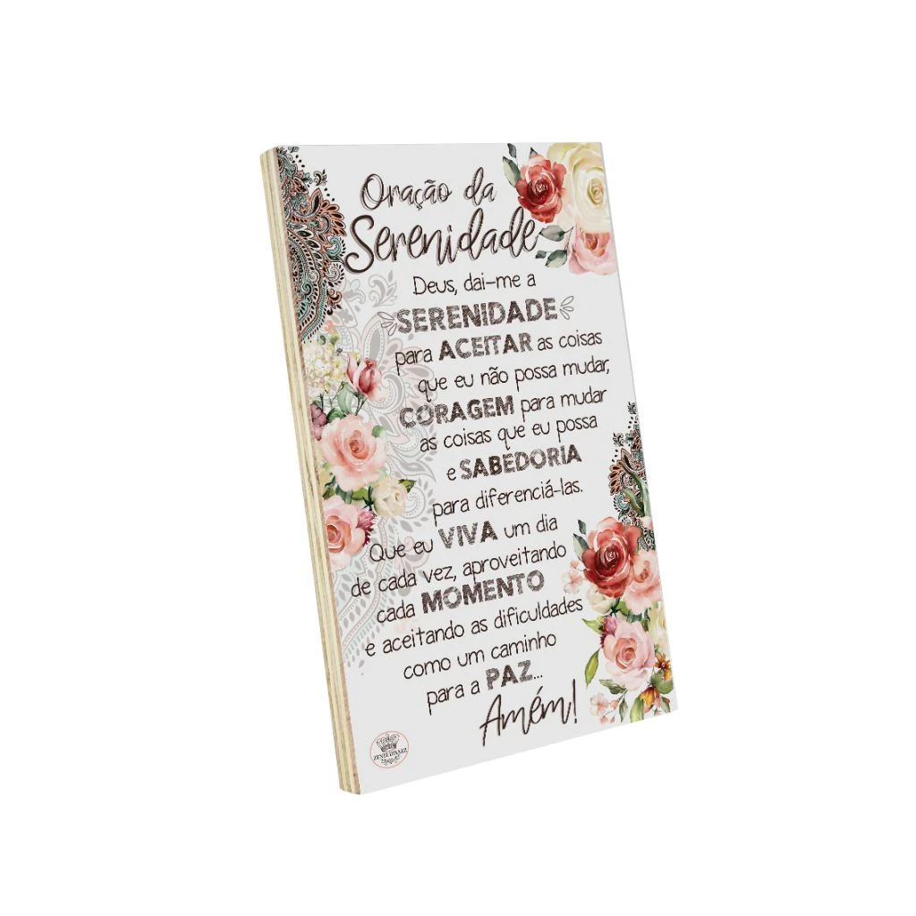 PLACA DE MESA DECOUPADA ORAÇÃO DA SERENIDADE 23X15