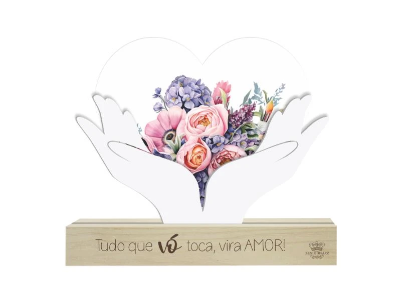 ENFEITE DE MESA COM APLIQUE E PLACA TUDO QUE VÓ...BORBOLETA 14X16X3,5
