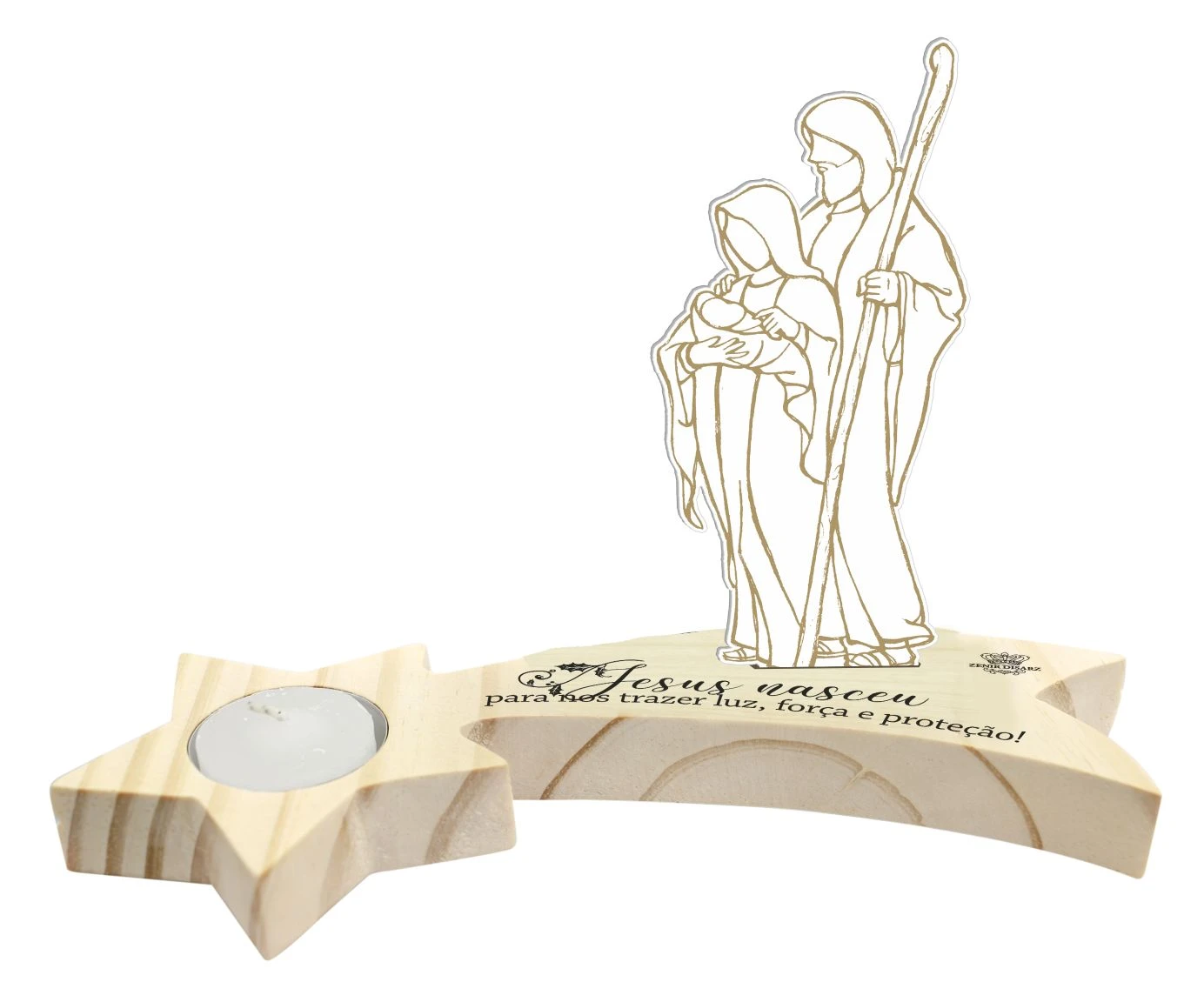 PLACA DE MESA ESTRELA COM VELA E PRESÉPIO JESUS NASCEU...16X24X10