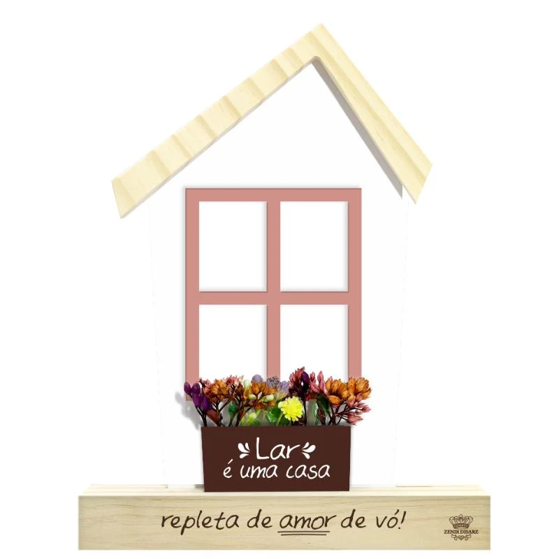 ENFEITE DE MESA COM APLIQUE FLORES LAR É UMA CASA...VÓ...FLORESCER 23X18X4,5