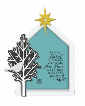 PLACA DE MESA CASINHA COM APLIQUE QUE NO NATAL E EM TODOS...18X14,5X4