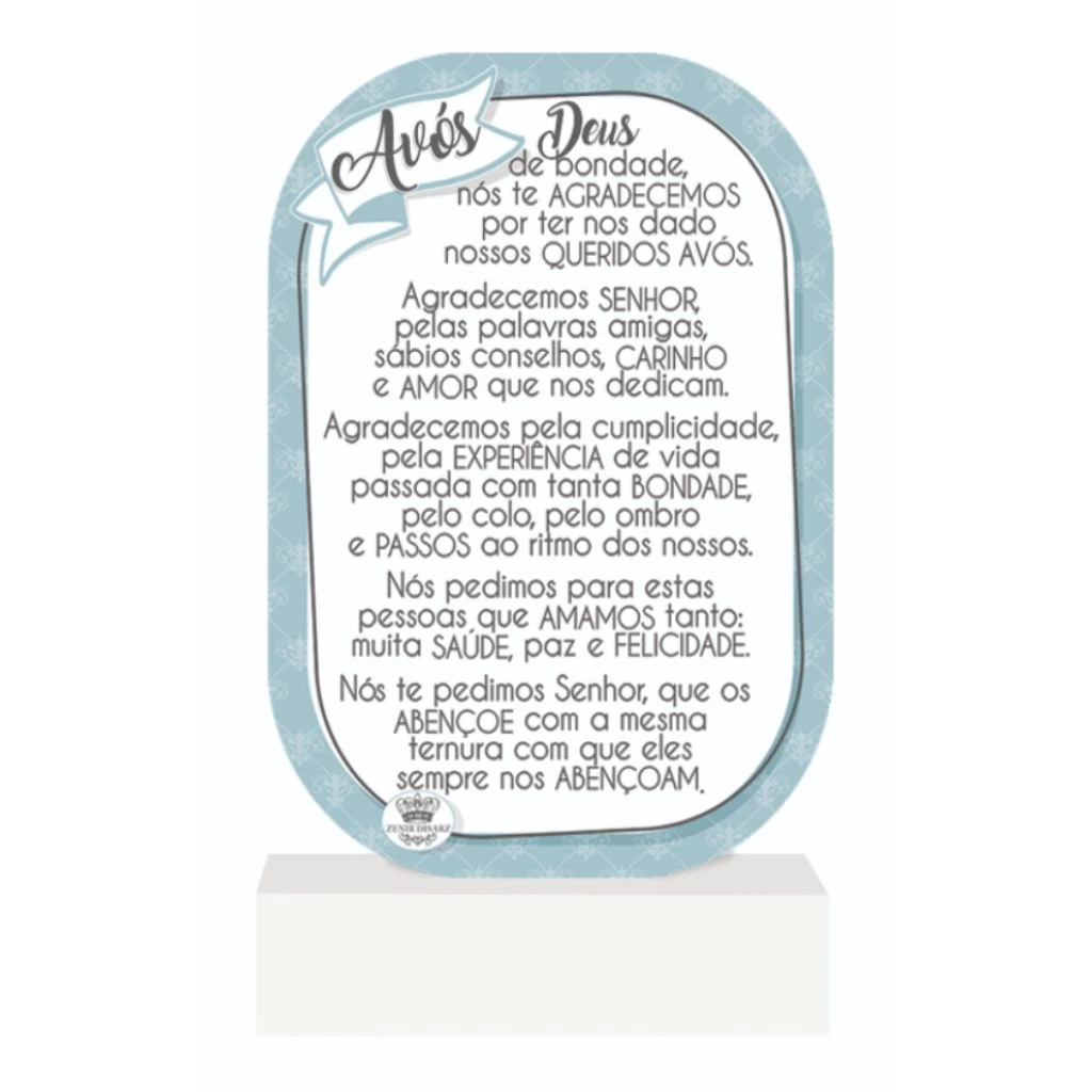 MADEIRINHA ORAÇÃO DOS AVÓS...VERDE 20X12