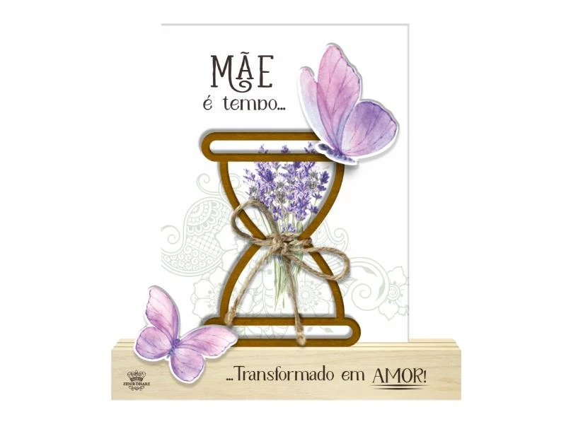 ENFEITE DE MESA COM APLIQUE MÃE É TEMPO...15X16X4,5