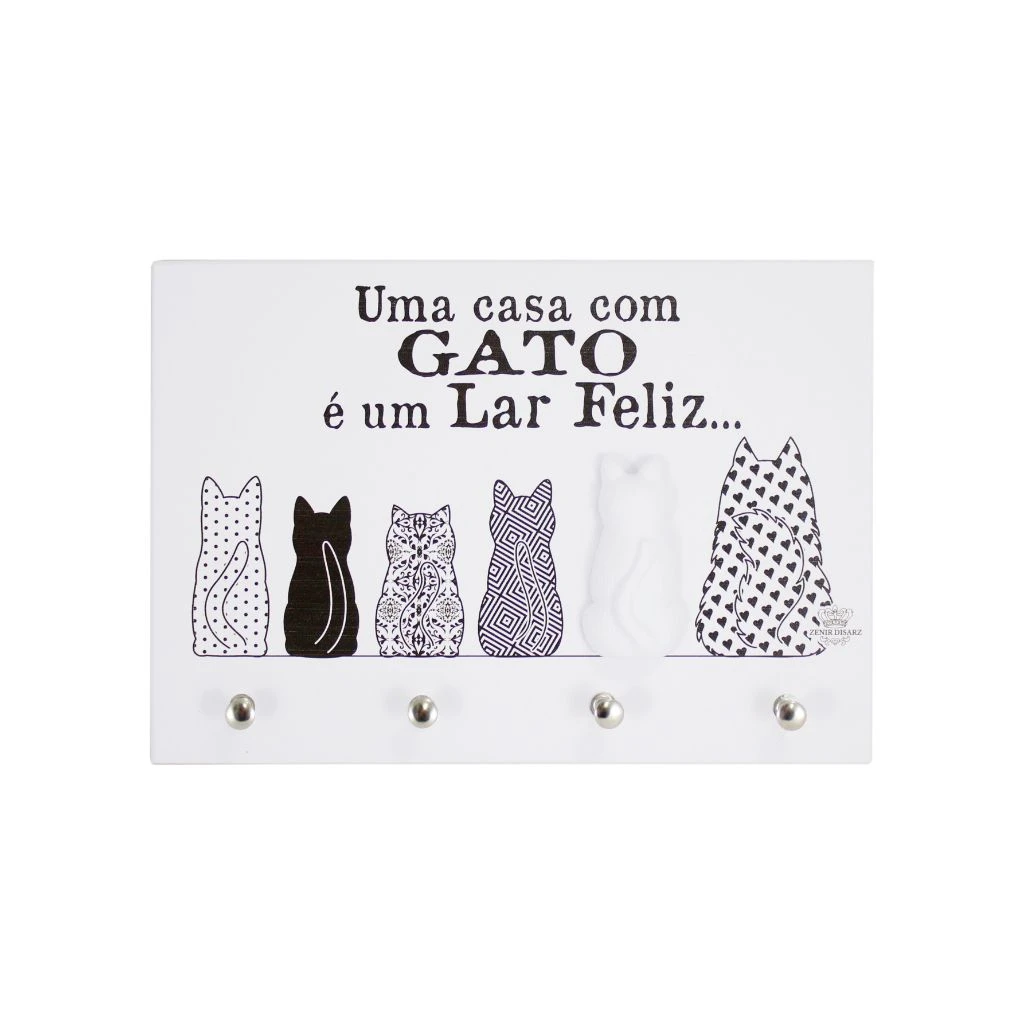 PORTA-CHAVE UMA CASA COM GATOS 17,5X25