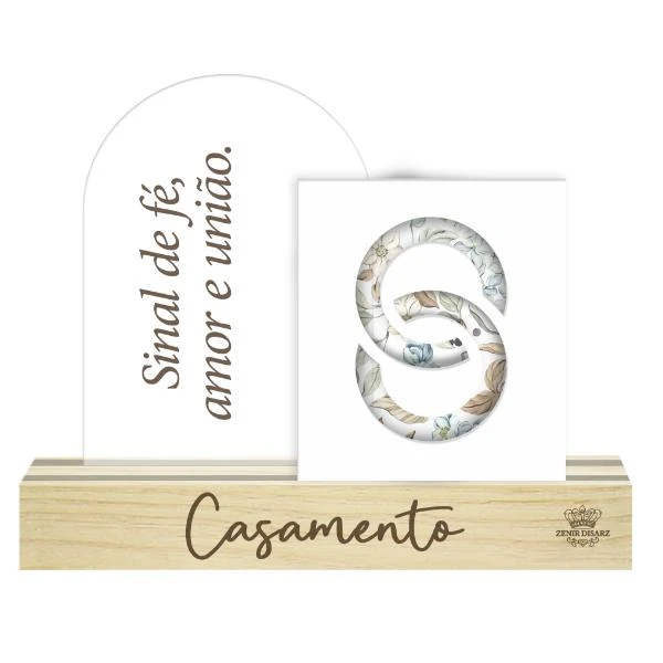 MADEIRINHA DE MESA SINAL DE FÉ, CASAMENTO 13X16