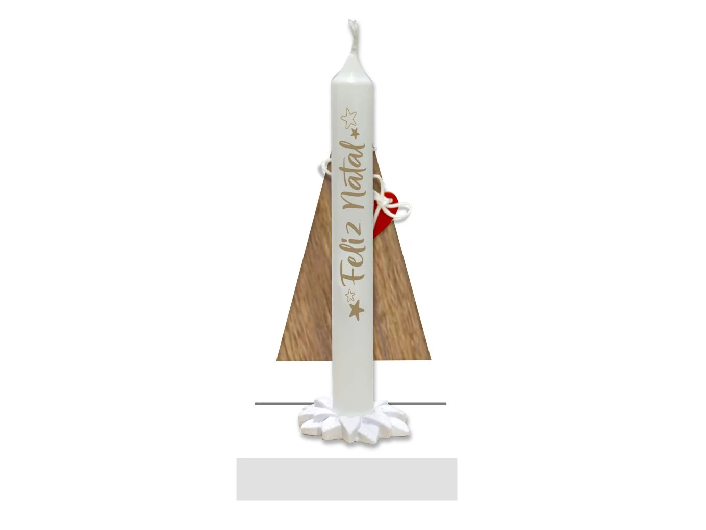 ENFEITE DE MESA COM PINHEIRO E VELA FELIZ NATAL... 16X8X8