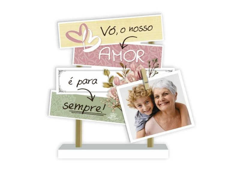 ENFEITE DE MESA COM PLAQUINHAS VÓ, O NOSSO AMOR É PARA...FLORESCER 22X20