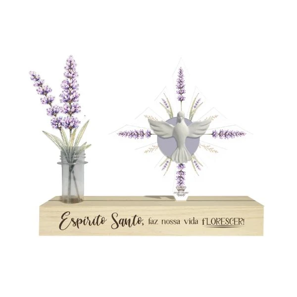 ENFEITE DE MESA COM PLACA E TUBETE ESPIRITO SANTO, FAZ NOSSA VIDA...18X23X4,5