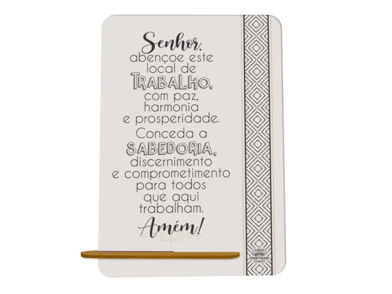 PLACA DE MESA ORAÇÃO DO TRABALHO 20X15