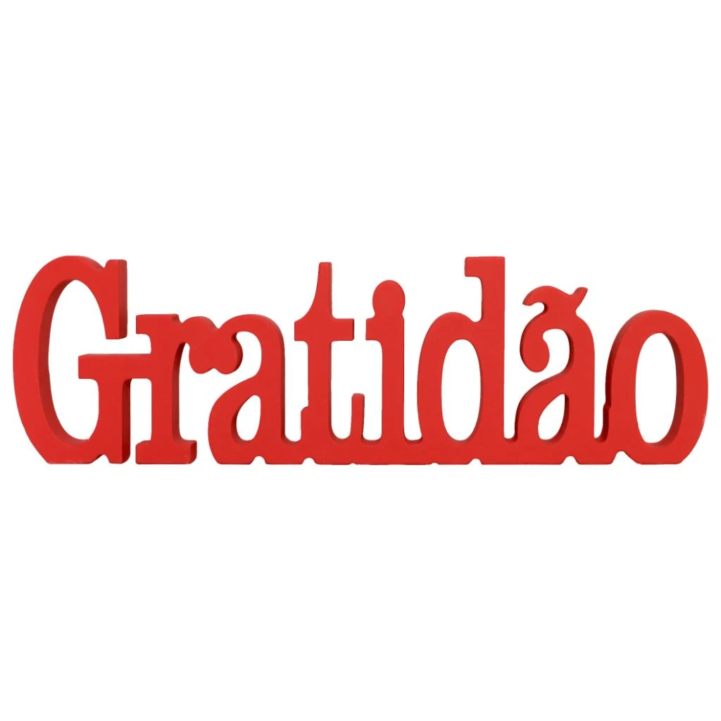 PALAVRA PARA DECORAÇÃO GRATIDÃO VERMELHO(UN)...FLORAL SALMÃO 11X36,5