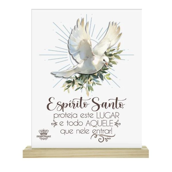 ENFEITE DE MESA COM APLIQUE ESPIRITO SANTO 15X11